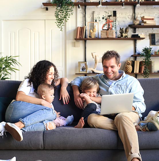 Happy family enjoying in a clean environment