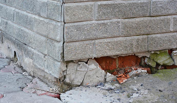 Structural damage in foundation